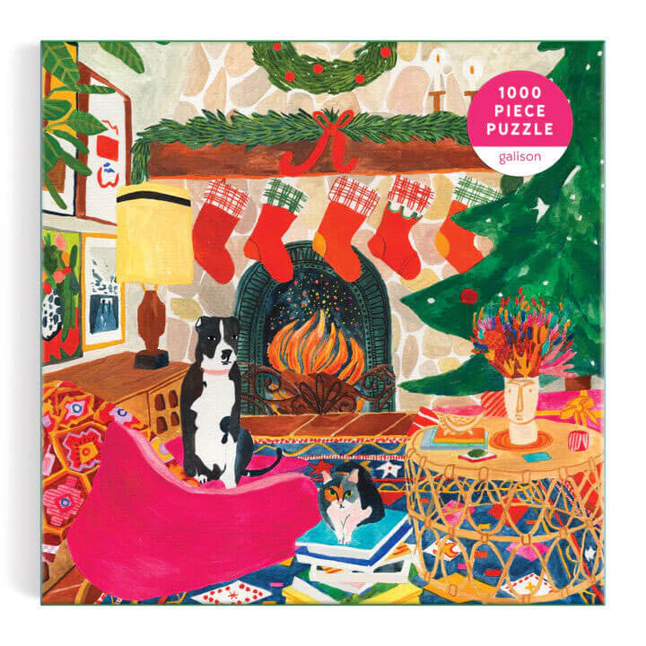galison fireside friends christmas puzzle
