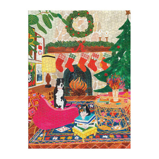 galison fireside friends christmas puzzle