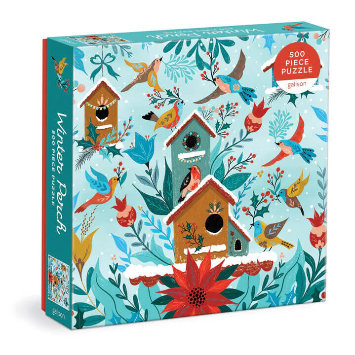 galison winter perch bird puzzle