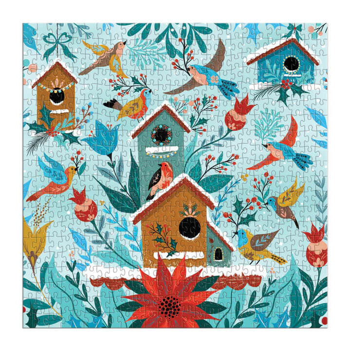 galison winter perch bird puzzle