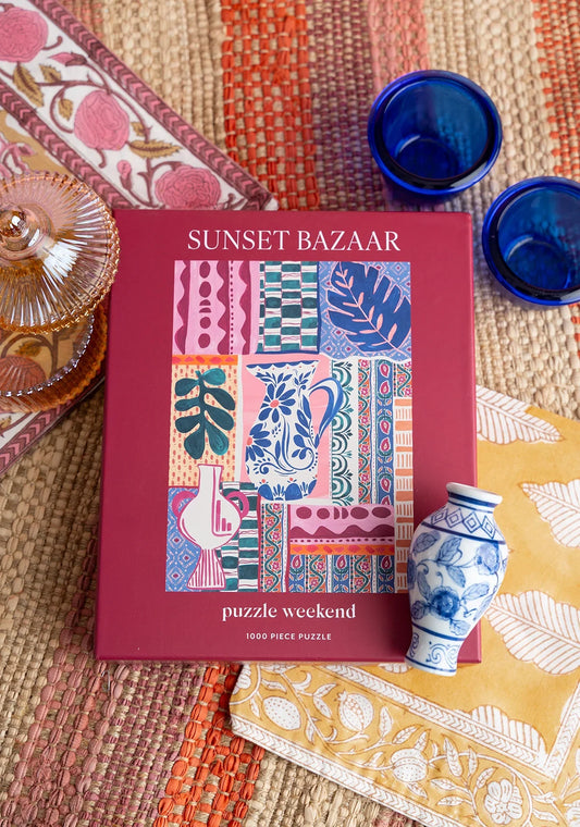 sunset bazaar travel inspired puzzle by charlie taylor design