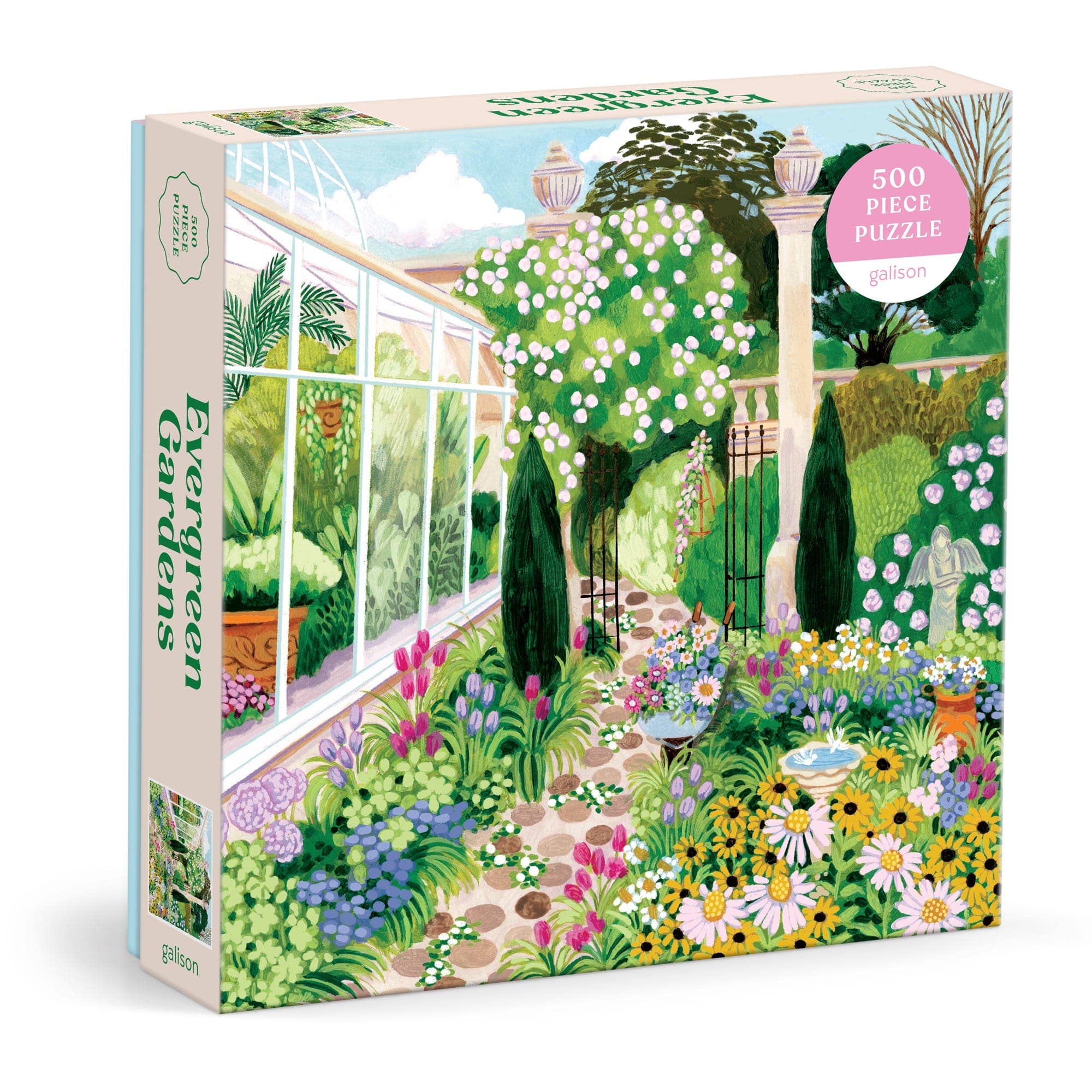 Evergreen Gardens 500 Piece Puzzle by Joanna Clay • Galison Puzzles