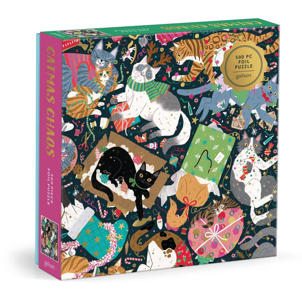 Catmas Chaos 500 Piece Foil Puzzle by Galison