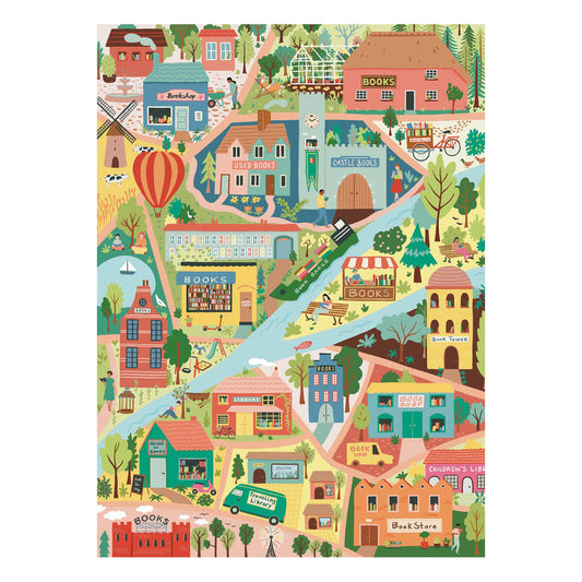Book Lover's Town Puzzle by Anja Riebensam - Gift for Book Lovers - Puzzle Weekend