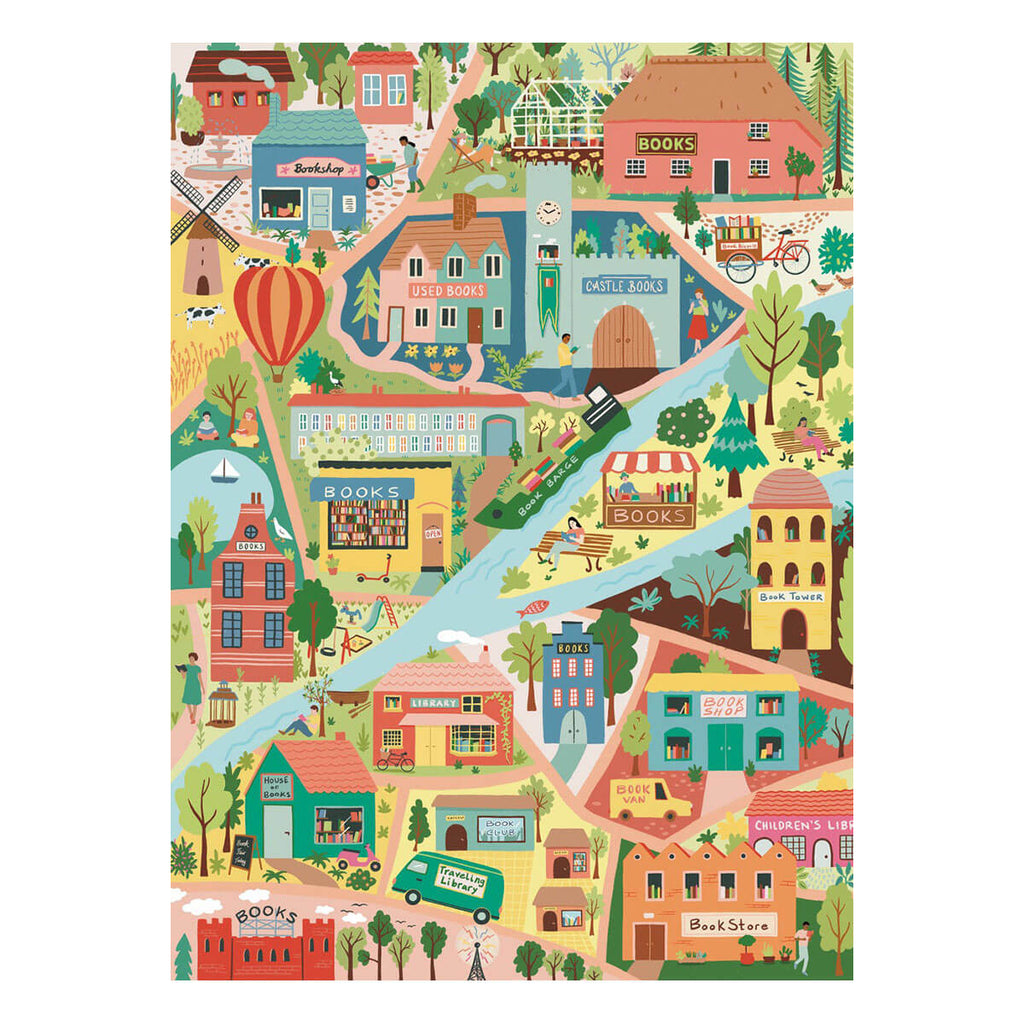 Book Lover's Town Puzzle by Anja Riebensam - Gift for Book Lovers - Puzzle Weekend