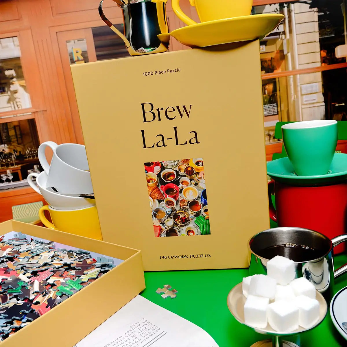 brew la-la 1000 piece coffee puzzle by piecework puzzles