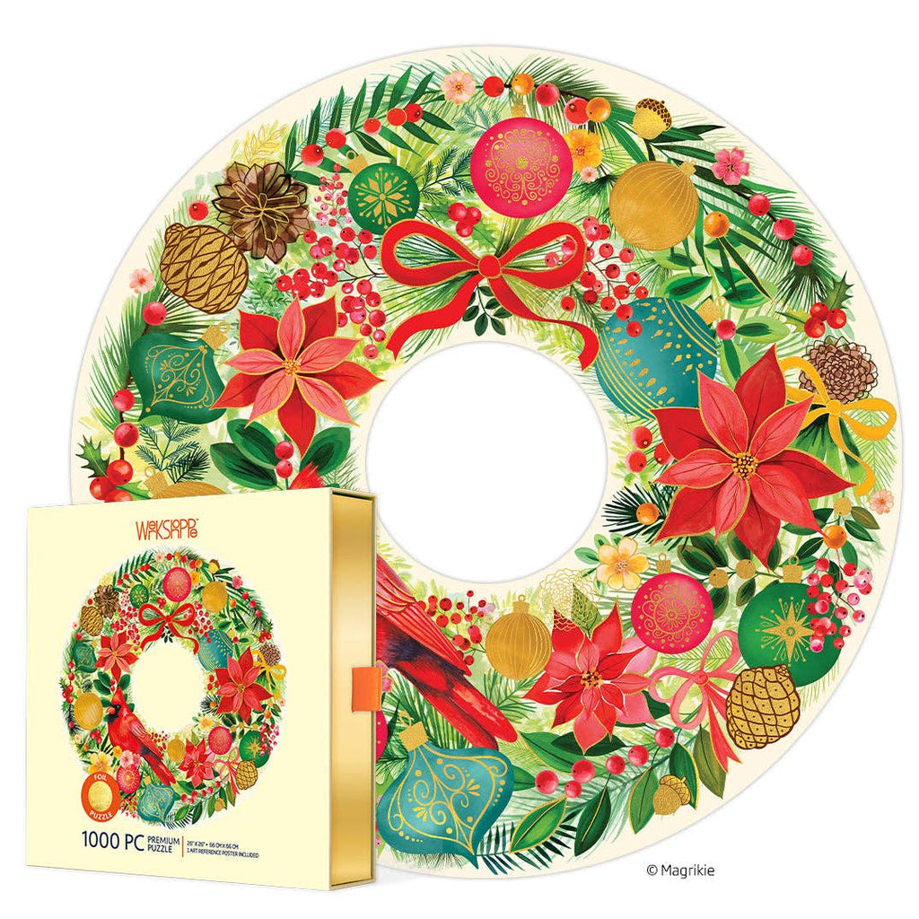 Holiday Wreath 1000 Piece Puzzle with Gold Foil by WerkShoppe