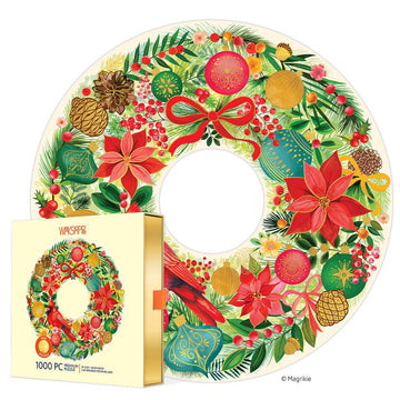 Holiday Wreath 1000 Piece Puzzle with Gold Foil by WerkShoppe