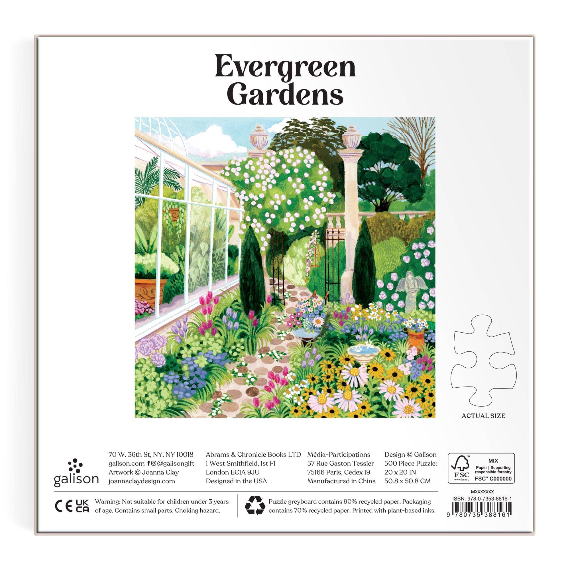 Evergreen Gardens 500 Piece Puzzle by Joanna Clay • Galison Puzzles