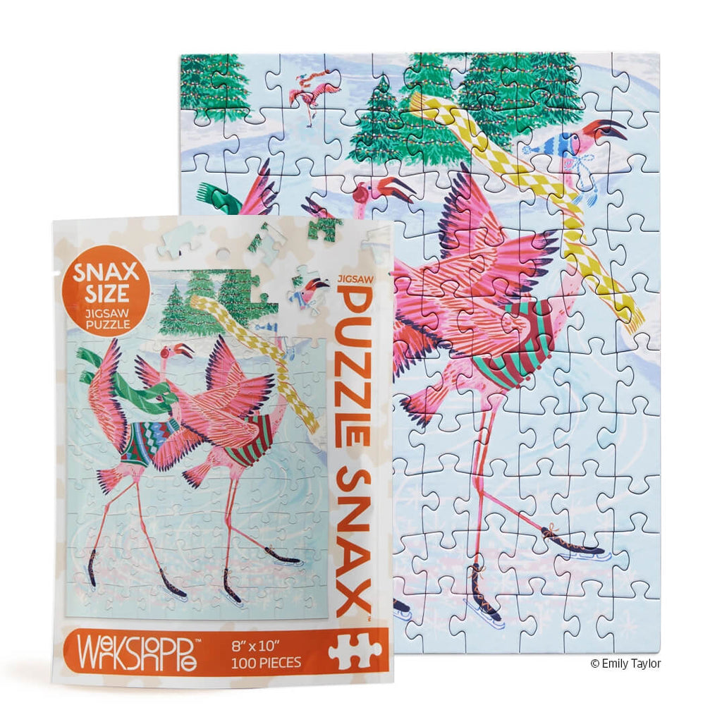 Flamingo Ice Dance Mini Puzzle by Werkshoppe • Puzzle Weekend