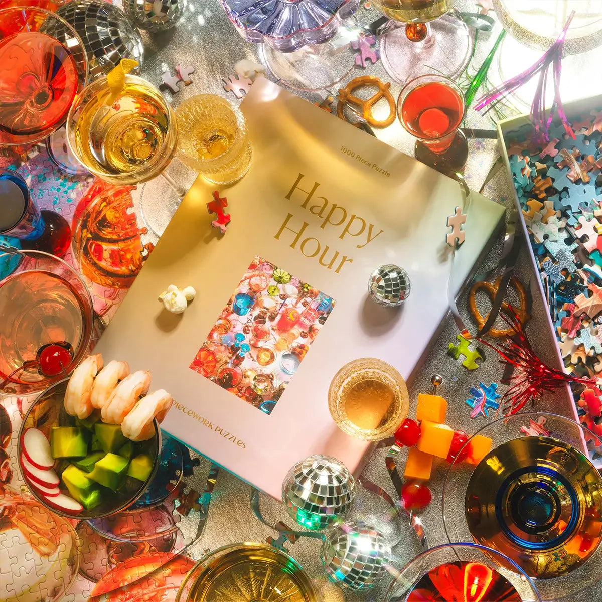 Happy Hour Piecework Puzzle - Colorful Glassware Puzzle