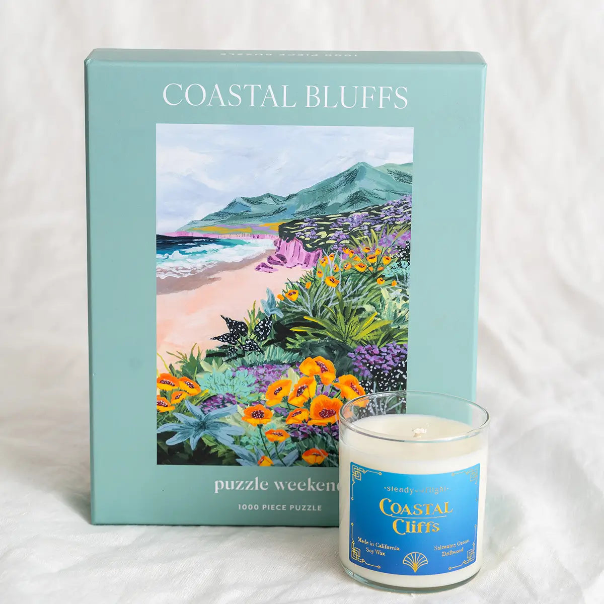 Ocean themed gift set featuring a puzzle and candle
