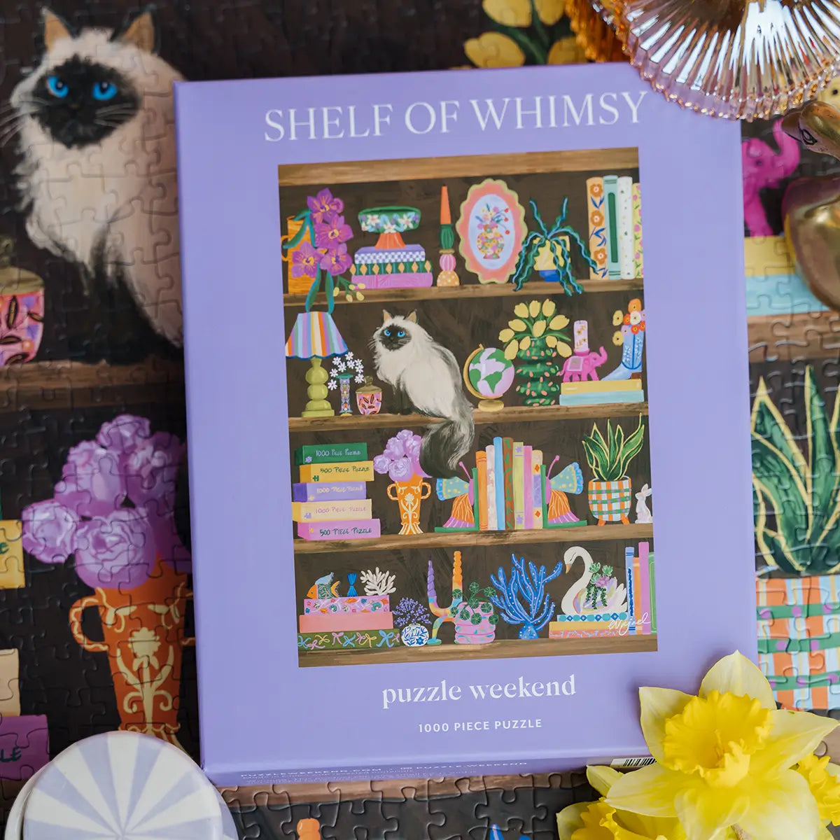 shelf of whimsy 1000 piece puzzle by eva jael (slow lived art) for puzzle weekend