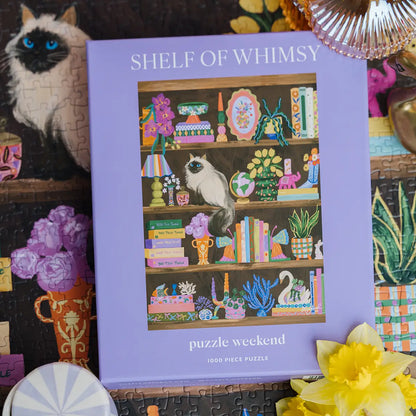 shelf of whimsy 1000 piece puzzle by eva jael (slow lived art) for puzzle weekend