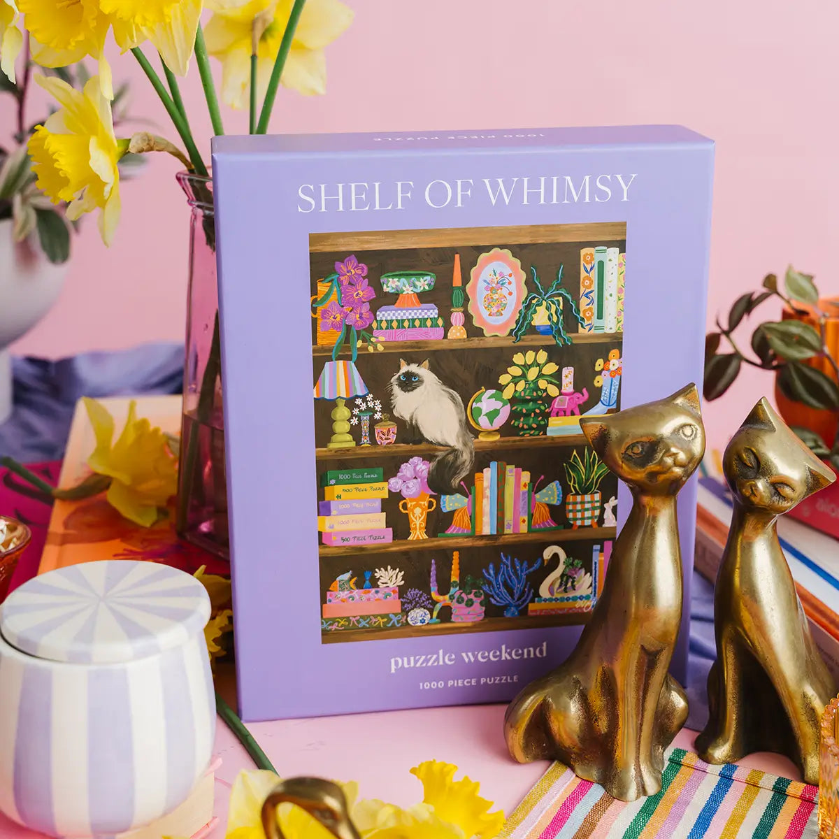shelf of whimsy 1000 piece puzzle by eva jael (slow lived art) for puzzle weekend
