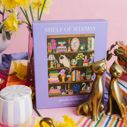 shelf of whimsy 1000 piece puzzle by eva jael (slow lived art) for puzzle weekend