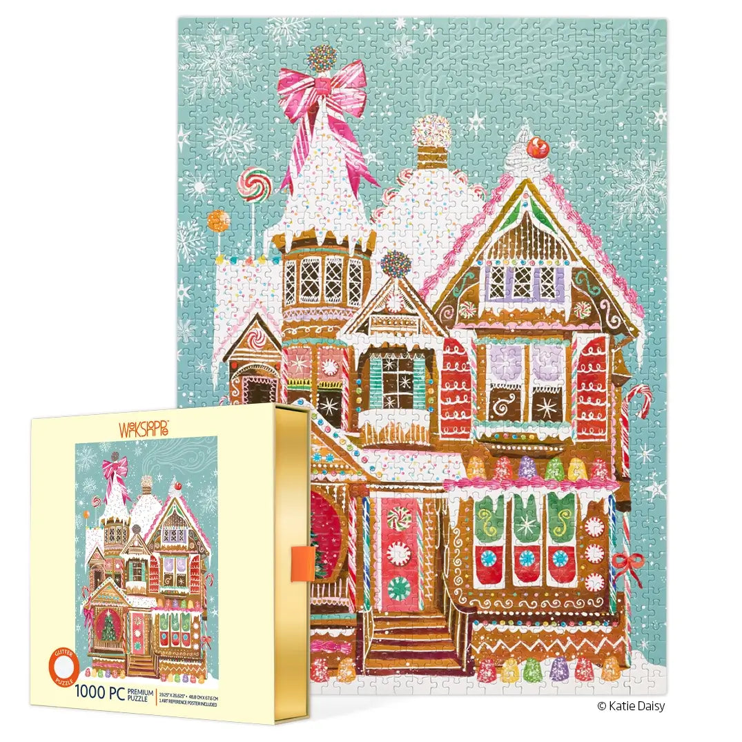 Gingerbread House Christmas Glitter Puzzle by Katie Daisy