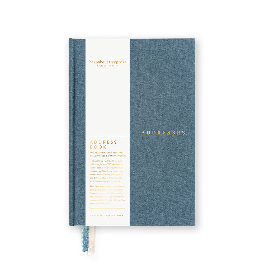 blue linen address book