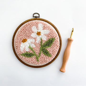 Pink Daisies Begin To Punch Needle Kit