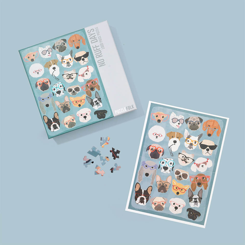 puzzlefolk no ruff days dog with glasses puzzle