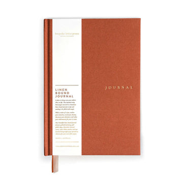 linen bound rust journal - bespoke letterpress