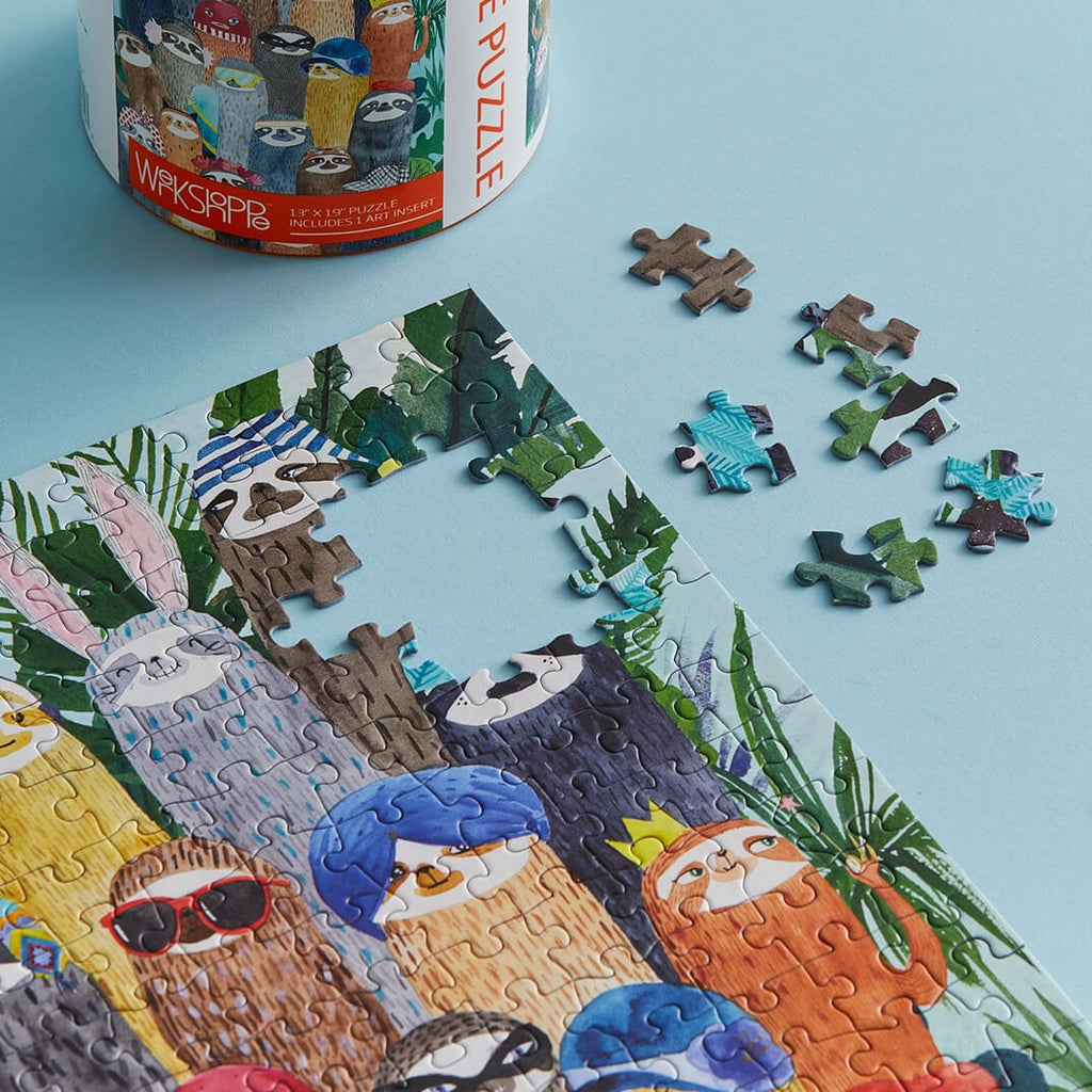 sloth squad kids jigsaw puzzle by werkshoppe
