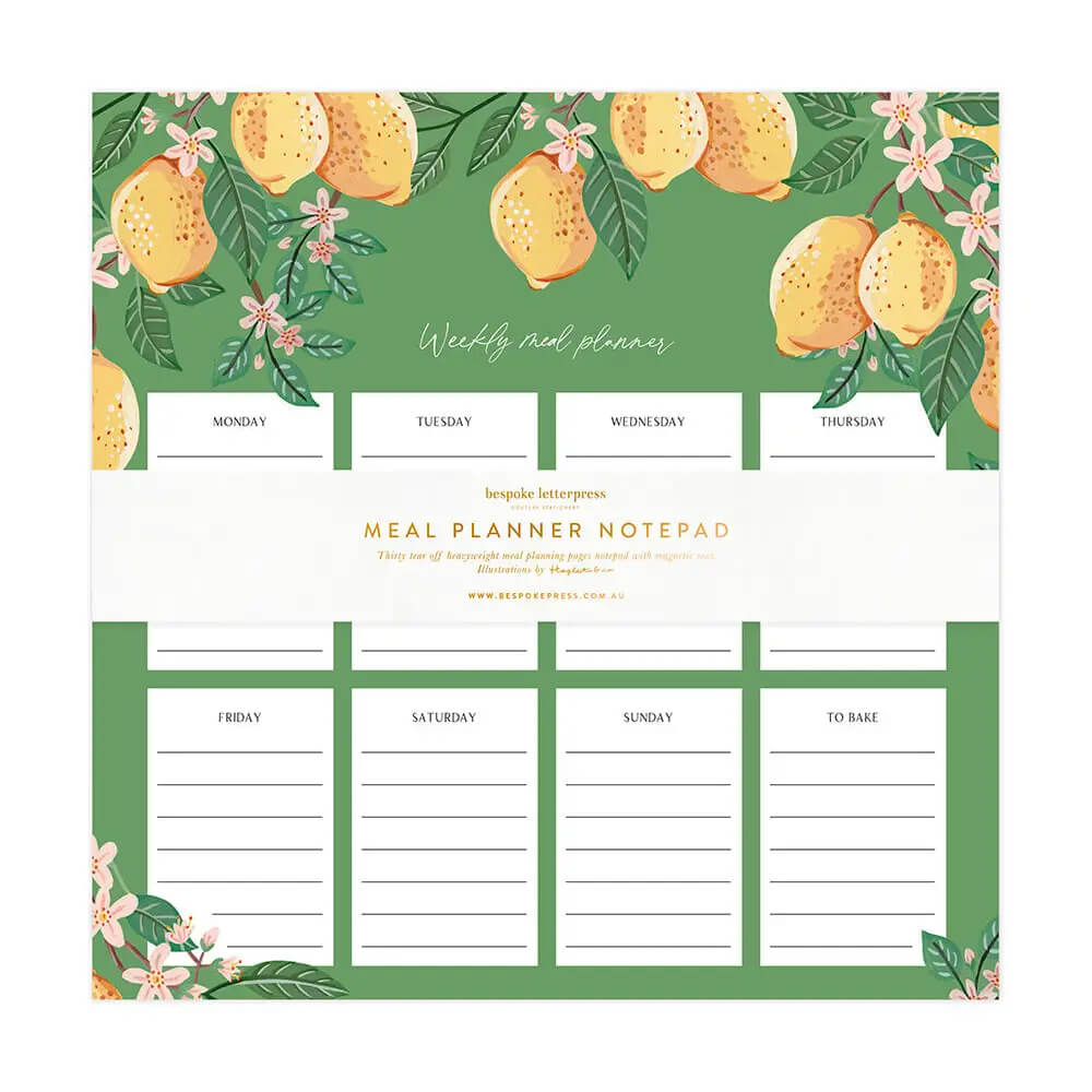 magnetic weekly planner notepad - lemons