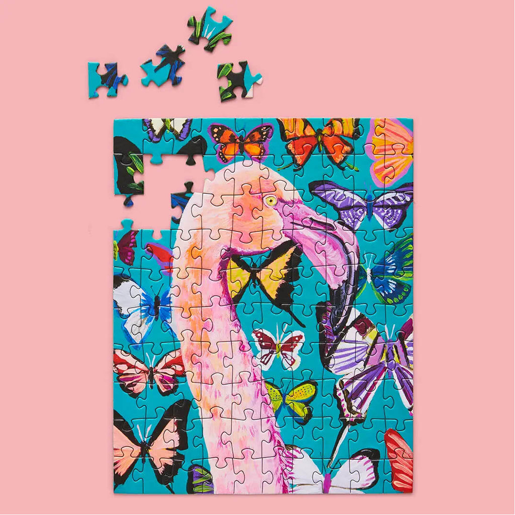 werkshoppe puzzle snax - lady flamingo mini puzzle