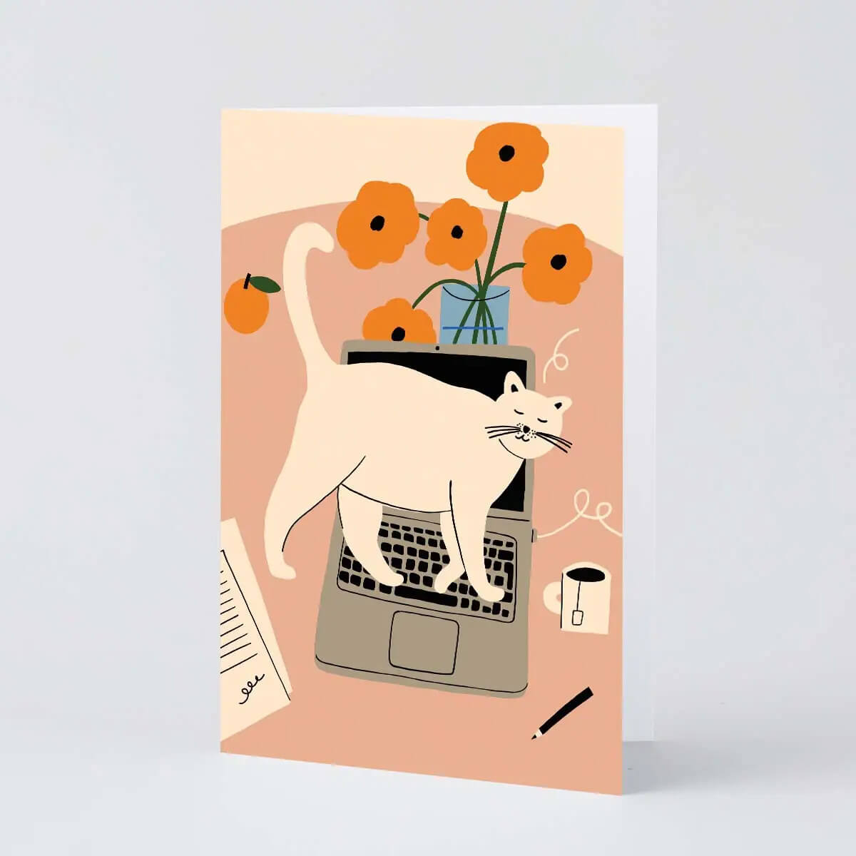 stop working cat on laptop card by wrap